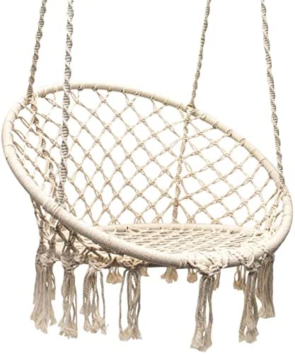 Sorbus Hammock Chair Macrame Swing – Hanging Chair – 265 Pound Capacity – Perfect for Bedroom, Indoor/Outdoor Use, Terrace, Balcony, Patio, Deck, Yard, Garden (Single Swing) Patio, Lawn, Garden