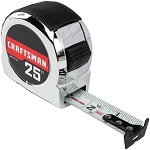 CRAFTSMAN Tape Measure, 25 ft, Retraction Control and Self-Lock, Solid Chrome Finish