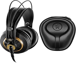 AKG K240 Studio Professional Semi-Open Over-Ear Stereo Headphones Bundle with Knox Gear Hard Shell Headphone Case